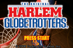 Harlem Globetrotters World Tour title screen for GameBoy Advance
